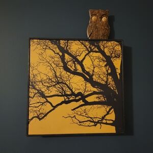 Yellow and Black Tree Silhouette Wall Art